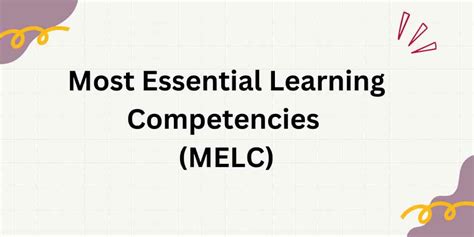 Most Essential Learning Competencies (MELCs) and  .